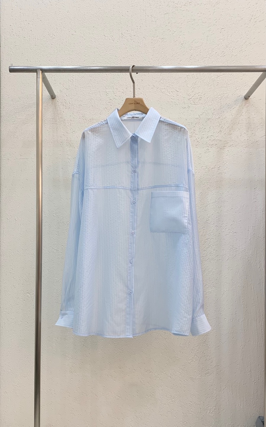 LIGHT AND SALT直郵韓國代購㊣女裝新品人氣襯衫蕾絲衫天絲條紋LIGHT AND SALT襯衫/蕾絲衫圖色3