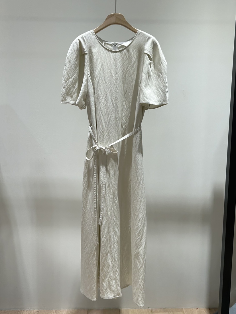 THE SAND/SAND BEIGE韓國㊣直郵東大門代購女裝新款25春夏連衣裙含腰繩亞麻長款THE SAND/SAND BEIGE連衣裙