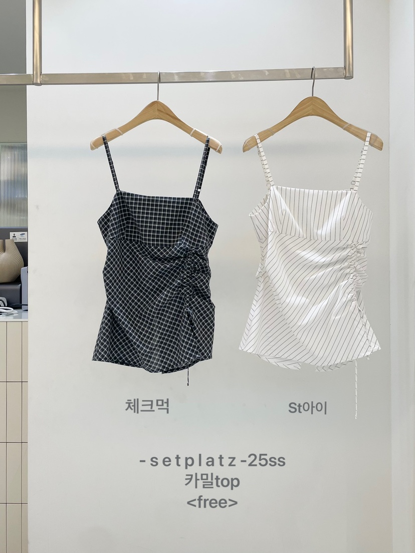 SETPLATZ韓國直郵㊣東大門實拍女裝新品推薦休閑25春夏吊帶背心PLATZCLASSIC吊帶/背心