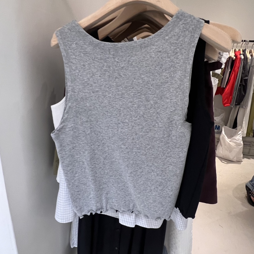 PLATE韓國㊣直郵東大門代購女裝新款休閑時尚25春夏吊帶背心PLATE吊帶/背心
