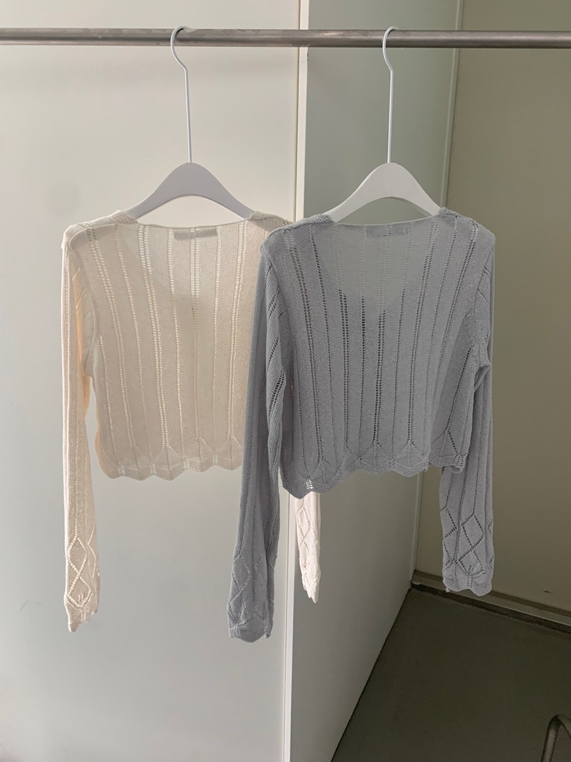 SHOP POSTER韓國㊣直郵東大門代購女裝新品25春夏針織衫亞麻開衫SHOP_POSTER針織衫