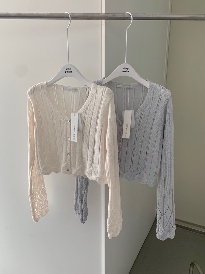 SHOP POSTER韓國㊣直郵東大門代購女裝新品25春夏針織衫亞麻開衫SHOP_POSTER針織衫