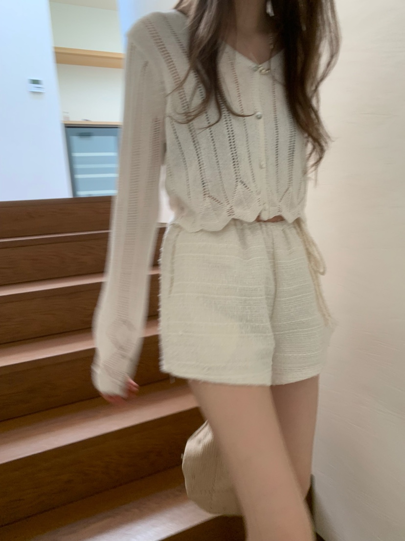 SHOP POSTER韓國㊣直郵東大門代購女裝新品25春夏針織衫亞麻開衫SHOP_POSTER針織衫