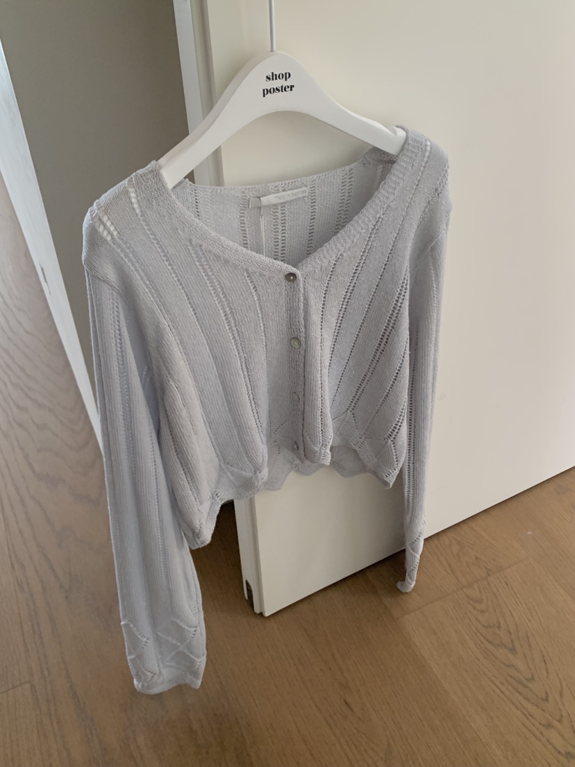 SHOP POSTER韓國㊣直郵東大門代購女裝新品25春夏針織衫亞麻開衫SHOP_POSTER針織衫