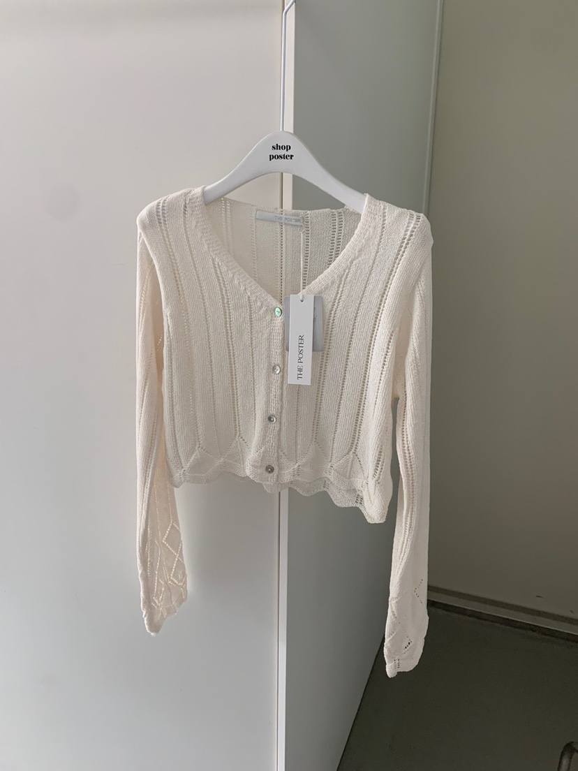 SHOP POSTER韓國㊣直郵東大門代購女裝新品25春夏針織衫亞麻開衫SHOP_POSTER針織衫