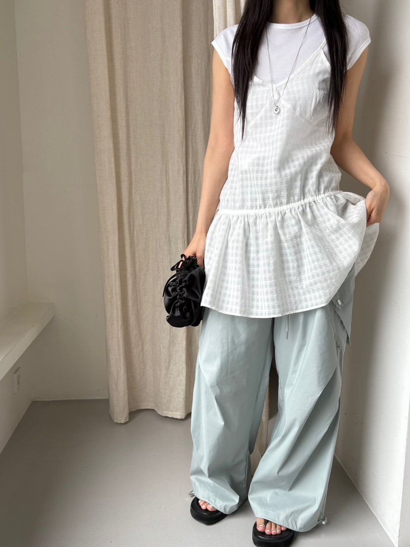 Verbena韓國直郵㊣東大門實拍女裝新款時尚休閑連衣裙格紋緊身Verbena連衣裙