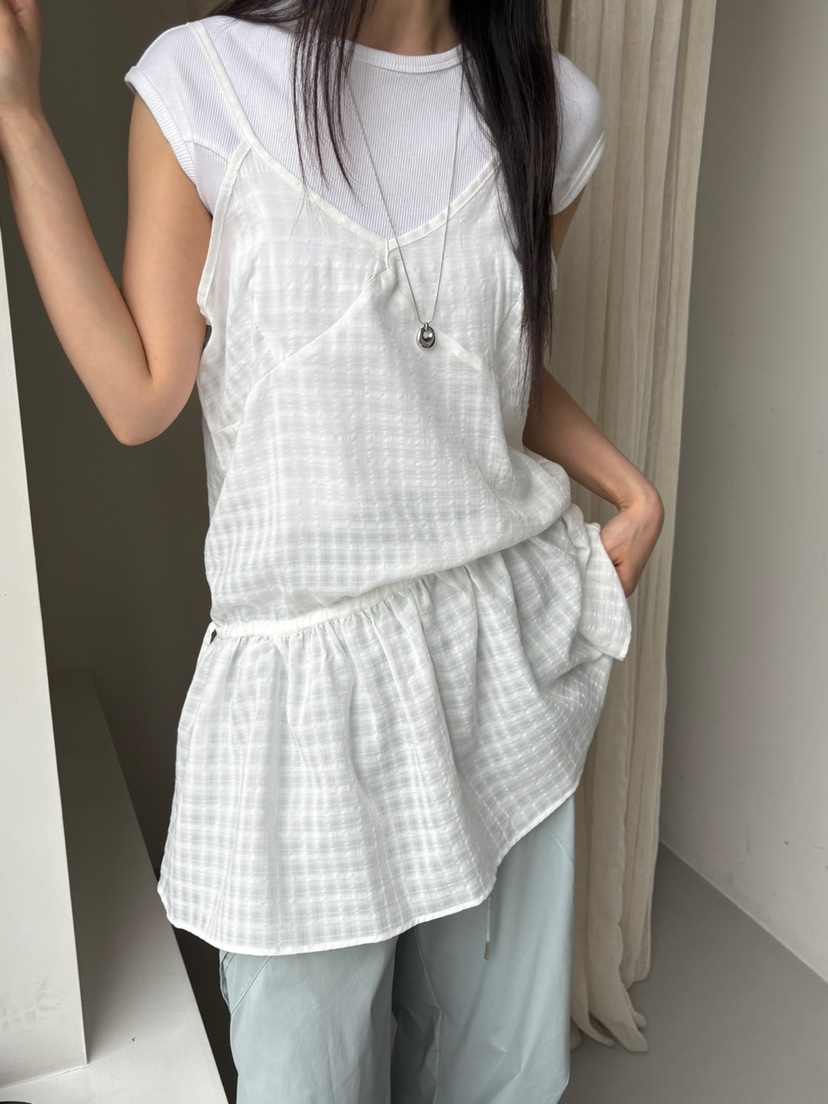 Verbena韓國直郵㊣東大門實拍女裝新款時尚休閑連衣裙格紋緊身Verbena連衣裙