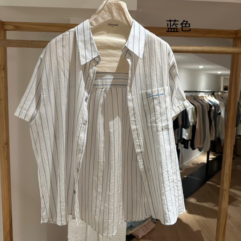 APPROACH0.1直郵韓國代購㊣女裝新品人氣時尚襯衫蕾絲衫條紋APPROACH0.1襯衫/蕾絲衫
