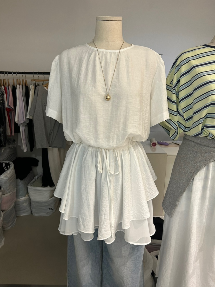 AS THOUGHT韓國直郵㊣東大門實拍女裝新品人氣休閑襯衫蕾絲衫AS THOUGHT襯衫/蕾絲衫