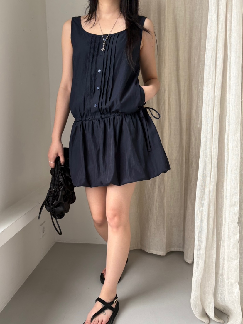 Verbena韓國直郵㊣東大門實拍女裝新品人氣25春夏連衣裙褶皺Verbena連衣裙