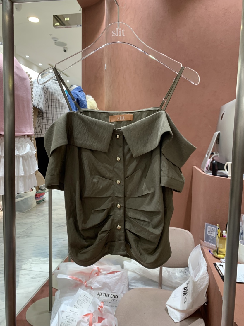 SLIT直郵韓國代購㊣女裝新品人氣休閑25春夏熱賣襯衫蕾絲衫SLIT襯衫/蕾絲衫圖色2
