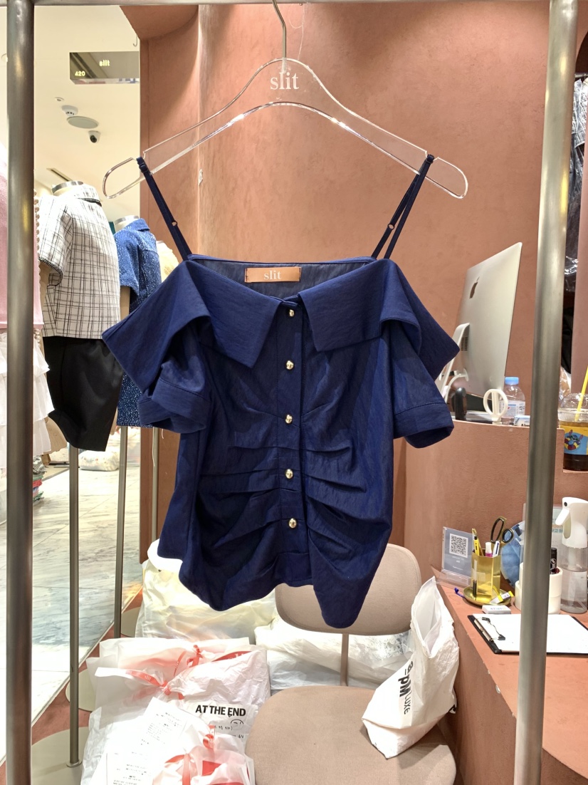 SLIT直郵韓國代購㊣女裝新品人氣休閑25春夏熱賣襯衫蕾絲衫SLIT襯衫/蕾絲衫圖色3