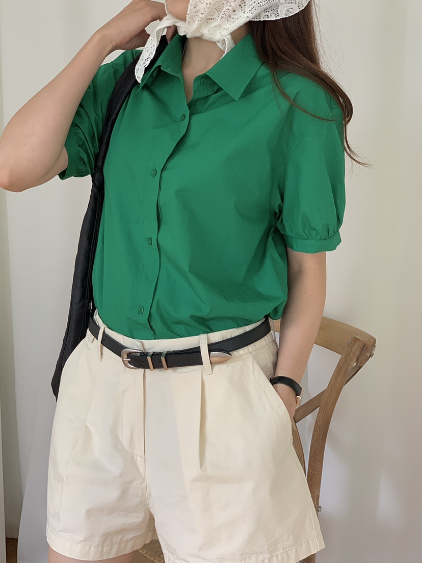 THE ABLE直郵韓國代購㊣女裝新款推薦時尚襯衫蕾絲衫柔軟短款THE ABLE/TA襯衫/蕾絲衫