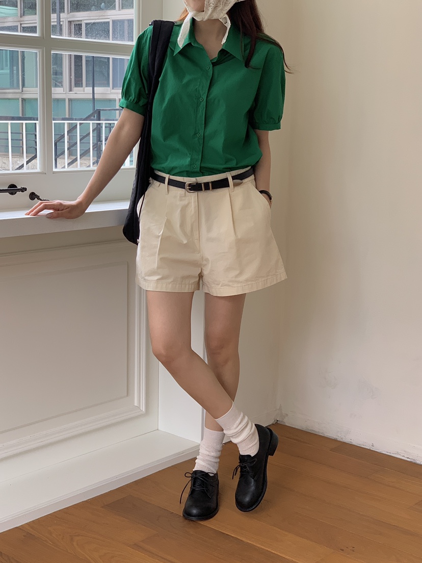 THE ABLE直郵韓國代購㊣女裝新款推薦時尚襯衫蕾絲衫柔軟短款THE ABLE/TA襯衫/蕾絲衫