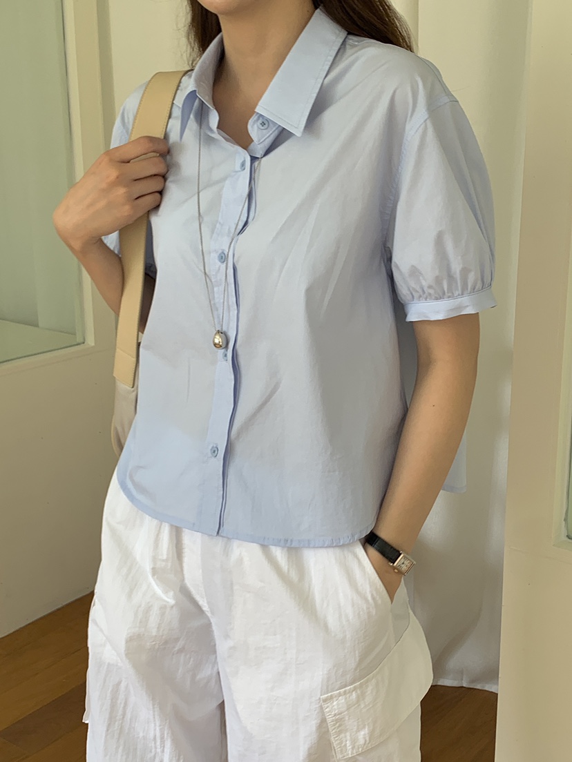 THE ABLE直郵韓國代購㊣女裝新款推薦時尚襯衫蕾絲衫柔軟短款THE ABLE/TA襯衫/蕾絲衫