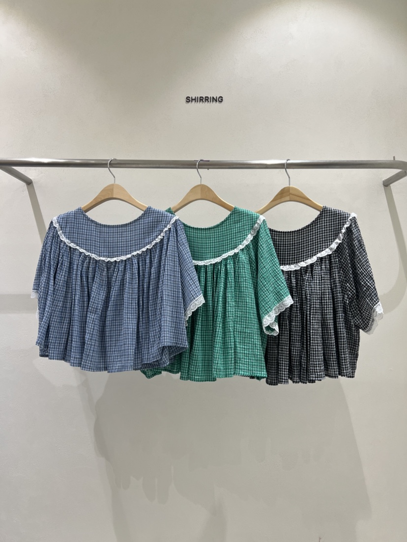 SHIRRING直郵韓國代購㊣女裝新品25春夏人氣休閑襯衫蕾絲衫SHIRRING襯衫/蕾絲衫