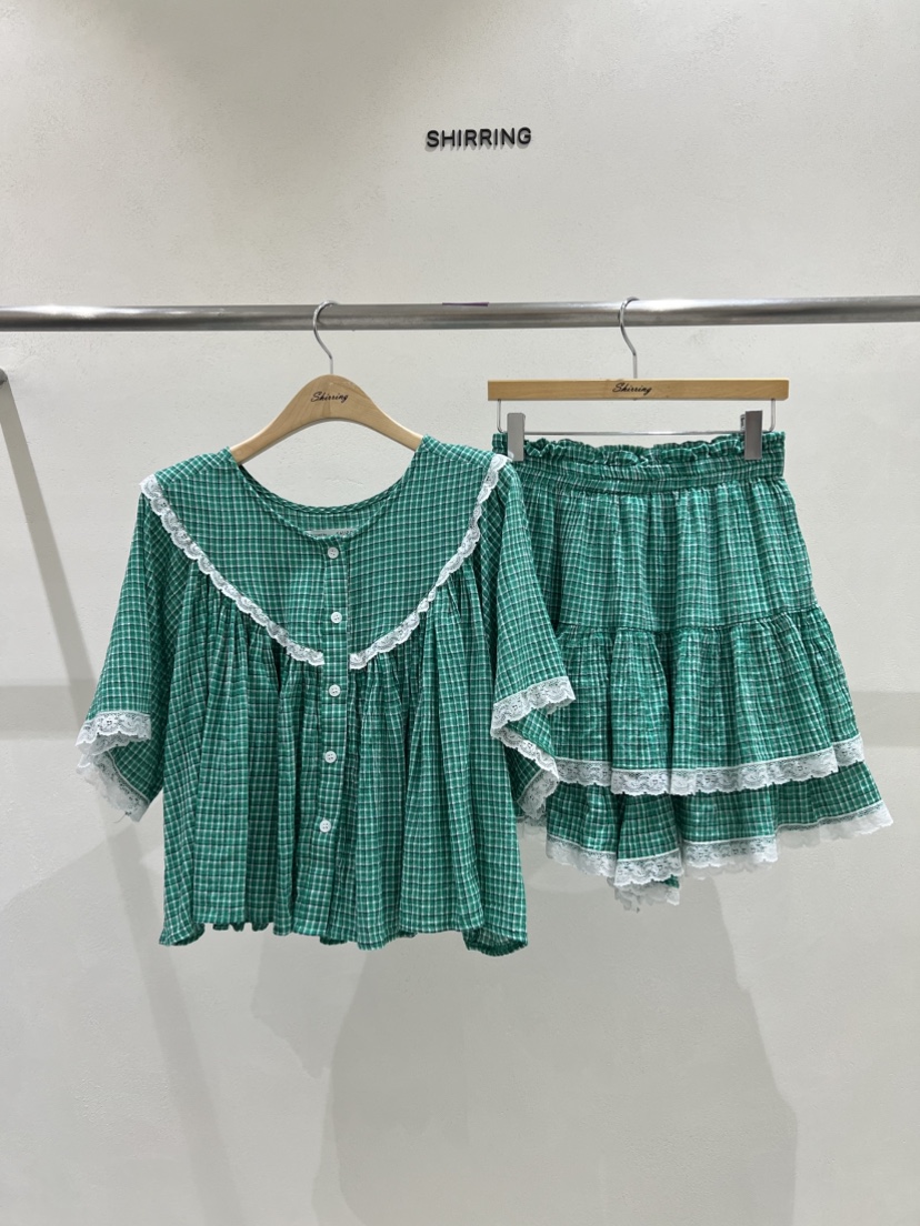SHIRRING直郵韓國代購㊣女裝新品25春夏人氣休閑襯衫蕾絲衫SHIRRING襯衫/蕾絲衫