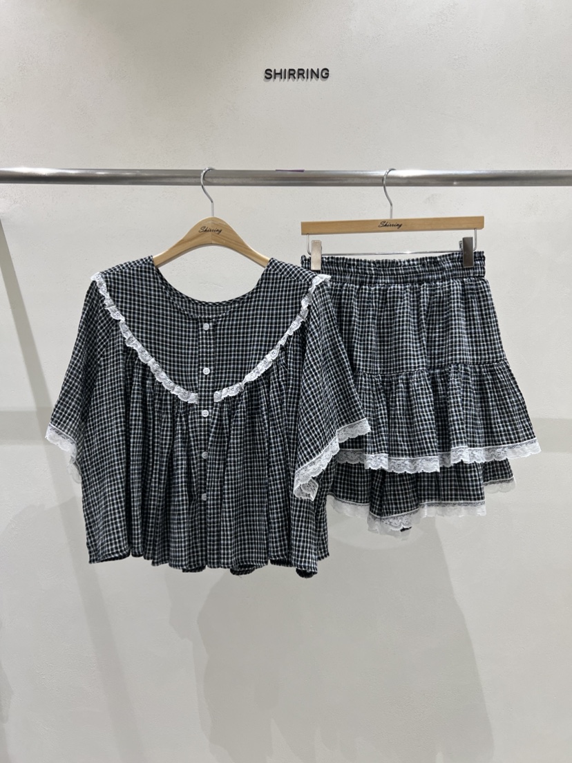 SHIRRING直郵韓國代購㊣女裝新品25春夏人氣休閑襯衫蕾絲衫SHIRRING襯衫/蕾絲衫