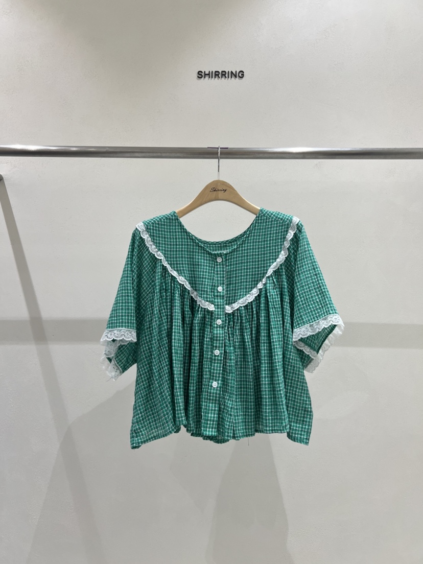 SHIRRING直郵韓國代購㊣女裝新品25春夏人氣休閑襯衫蕾絲衫SHIRRING襯衫/蕾絲衫圖色2