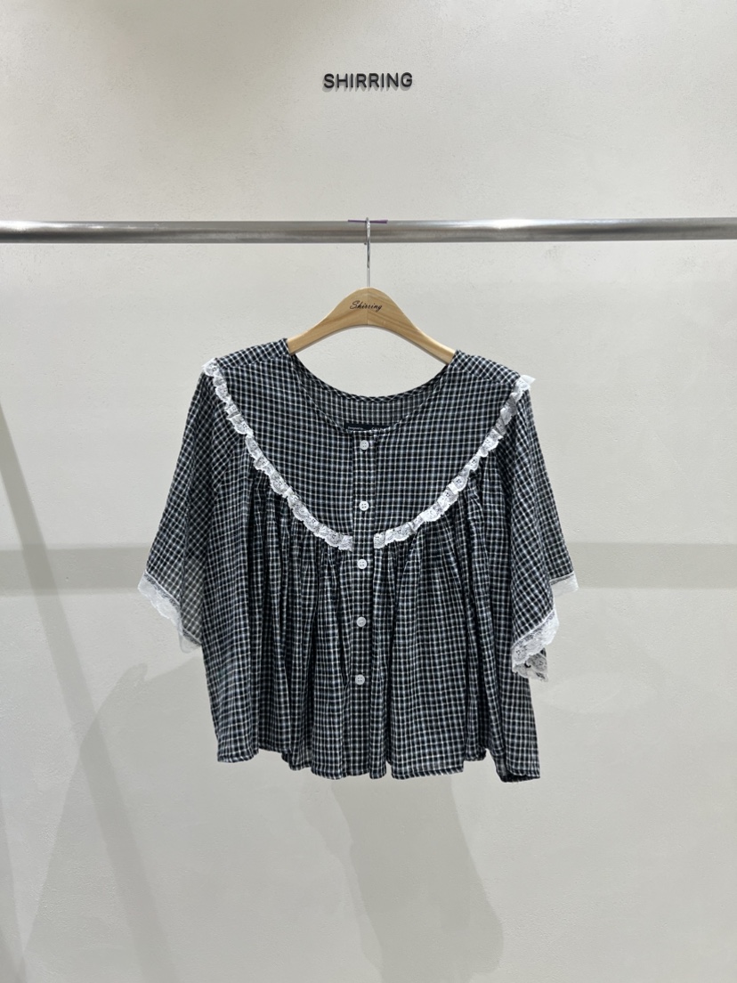 SHIRRING直郵韓國代購㊣女裝新品25春夏人氣休閑襯衫蕾絲衫SHIRRING襯衫/蕾絲衫圖色3