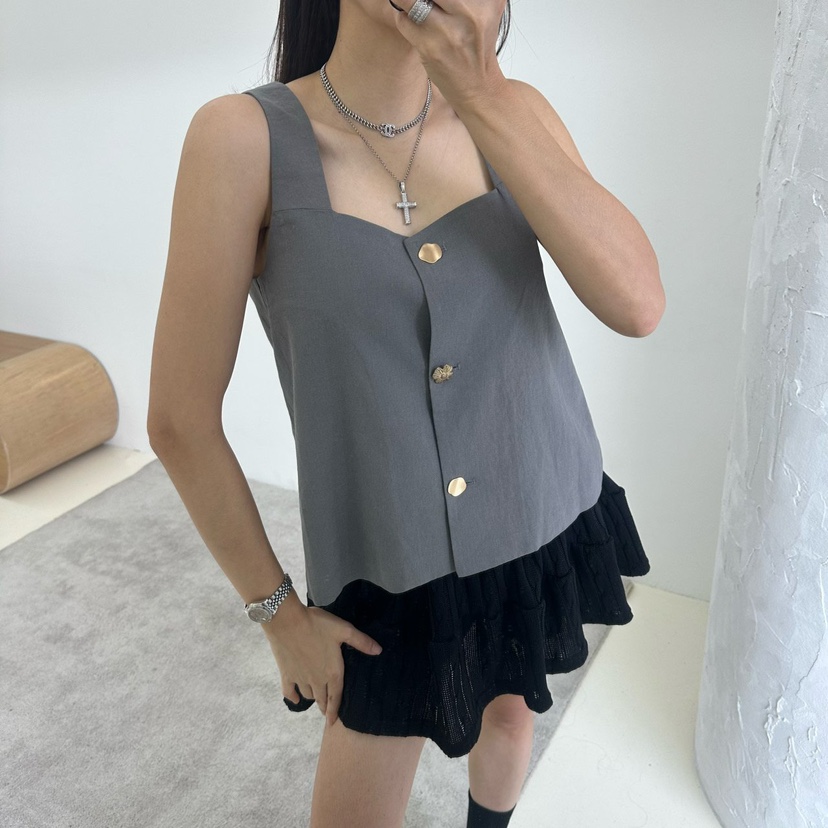 MABEL-Q韓國直郵㊣東大門實拍女裝新品熱賣時尚休閑吊帶背心SOUIT by mabel-Q吊帶/背心