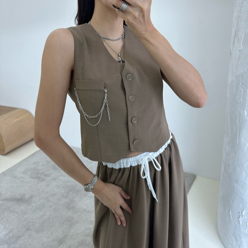 MABEL-Q韓國直郵㊣東大門實拍女裝新款推薦休閑熱賣時尚馬甲SOUIT by mabel-Q馬甲