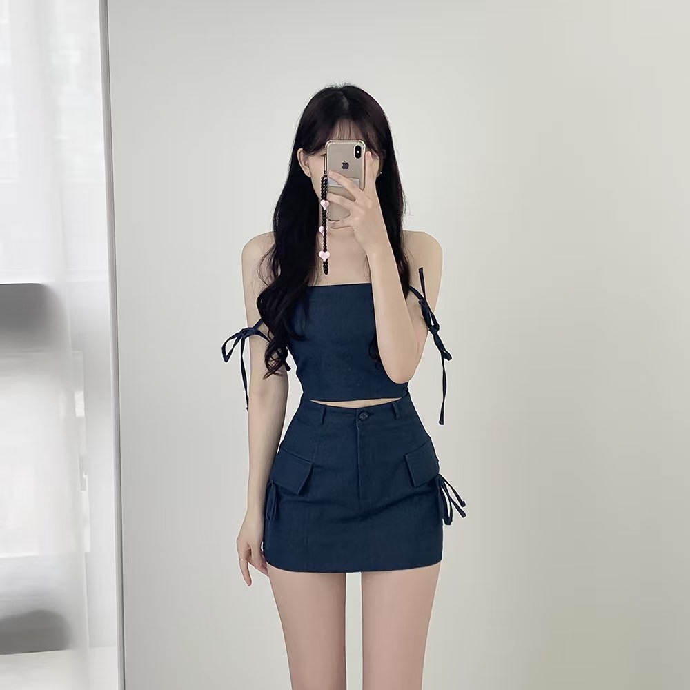 PARTY韓國直郵女士新款職業真品人氣推薦熱賣吊帶背心蝴蝶結PARTY吊帶/背心