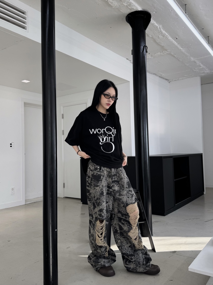 SEEOT東大門實拍女裝新款時尚推薦熱賣25春夏牛仔褲男女同款GGD牛仔褲