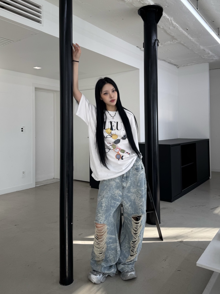 SEEOT東大門實拍女裝新款時尚推薦熱賣25春夏牛仔褲男女同款GGD牛仔褲