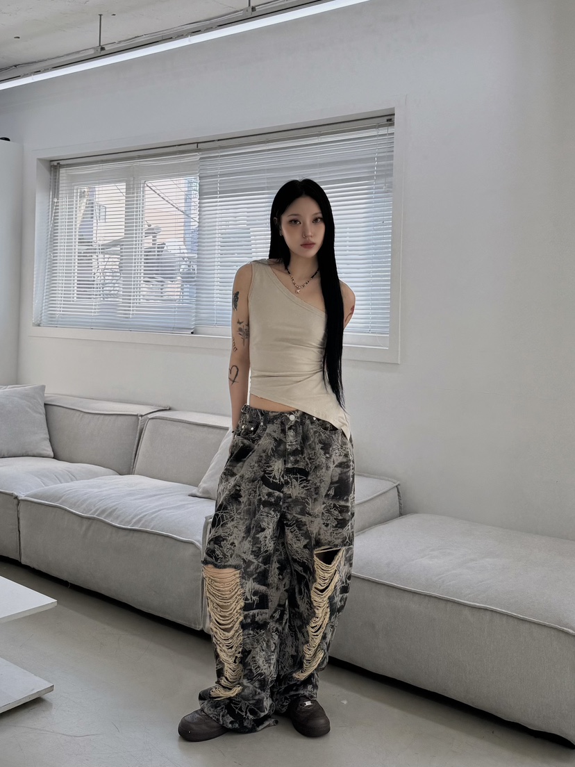 SEEOT東大門實拍女裝新款時尚推薦熱賣25春夏牛仔褲男女同款GGD牛仔褲