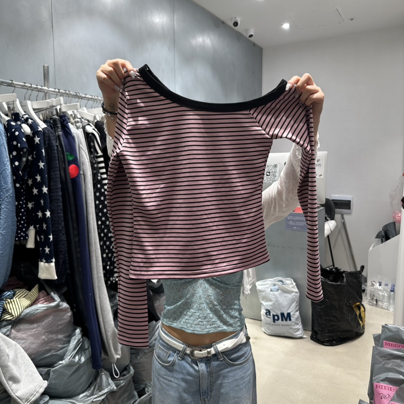 RIBBON東大門代購女裝新款熱賣真品時尚休閑職業人氣長袖T恤RIBBON長袖T恤