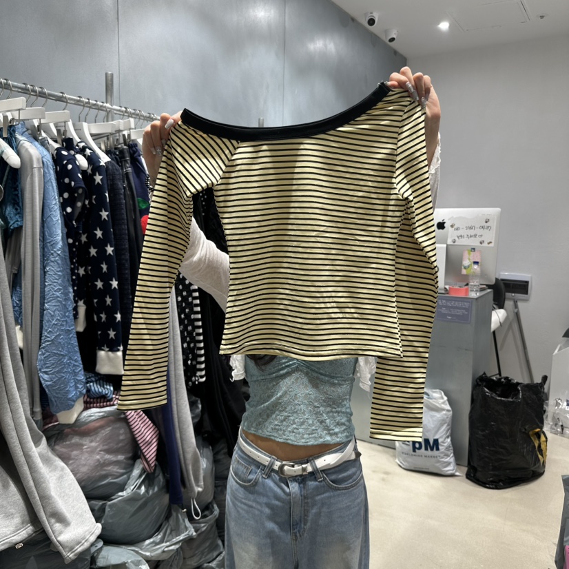 RIBBON東大門代購女裝新款熱賣真品時尚休閑職業人氣長袖T恤RIBBON長袖T恤圖色3
