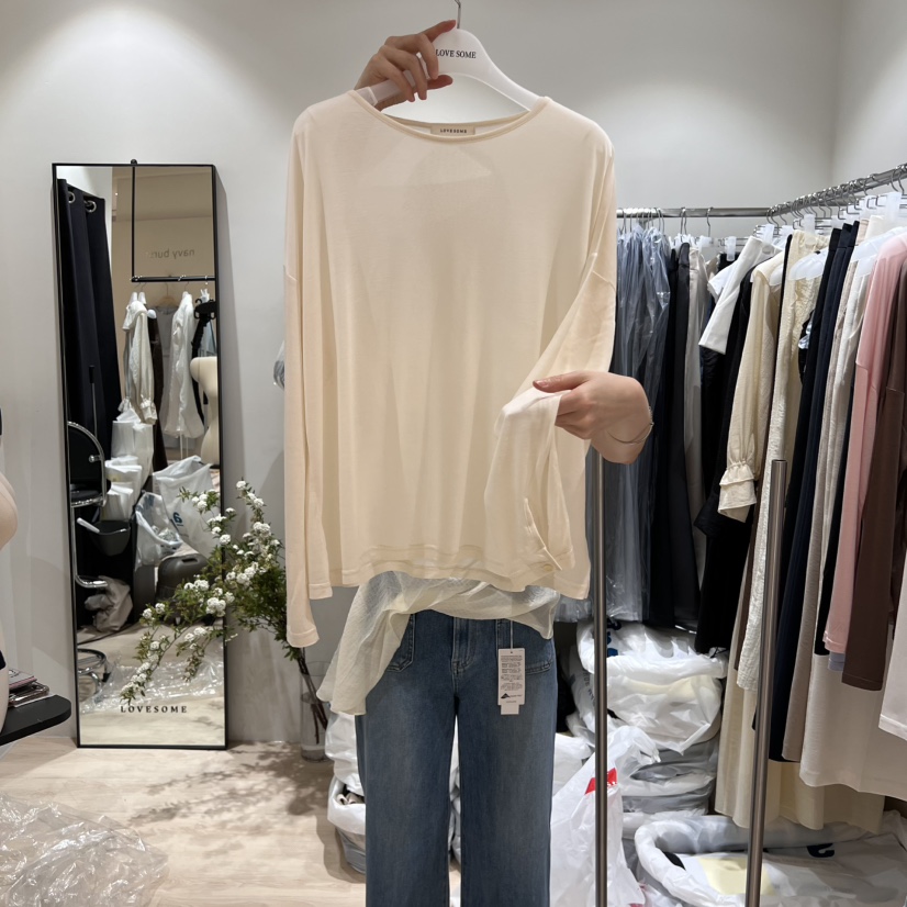 LOVE SOME韓國代購女裝新品人氣真品職業熱賣時尚推薦長袖T恤LOVE SOME長袖T恤圖色2