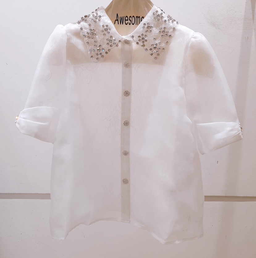 AWESOME-P韓國代購女裝新品真品人氣25春夏休閑襯衫蕾絲衫AWESOME-P襯衫/蕾絲衫