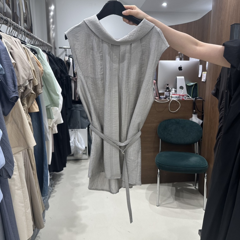 ANDYOUEDITION韓國直郵女士新品休閑熱賣真品襯衫蕾絲衫含腰繩ANDYOUEDITION襯衫/蕾絲衫圖色2