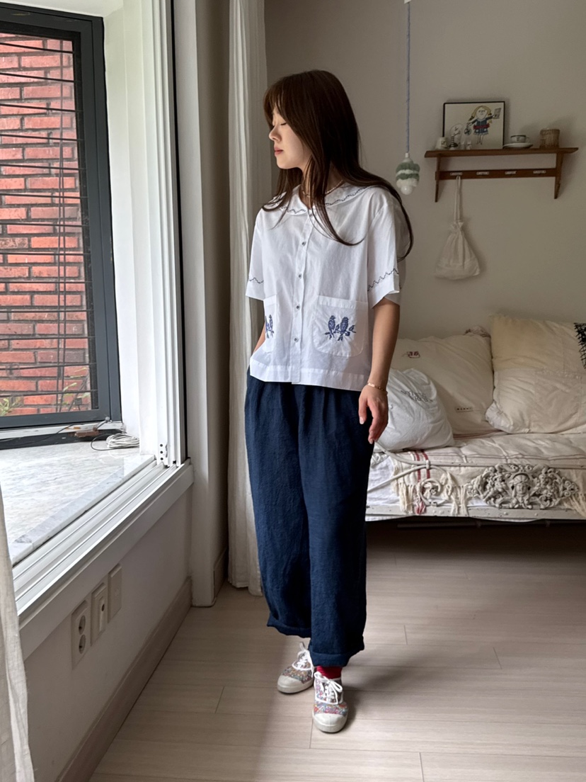 AT NOTE東大門代購女士新品推薦25春夏休閑襯衫蕾絲衫刺繡AT NOTE襯衫/蕾絲衫