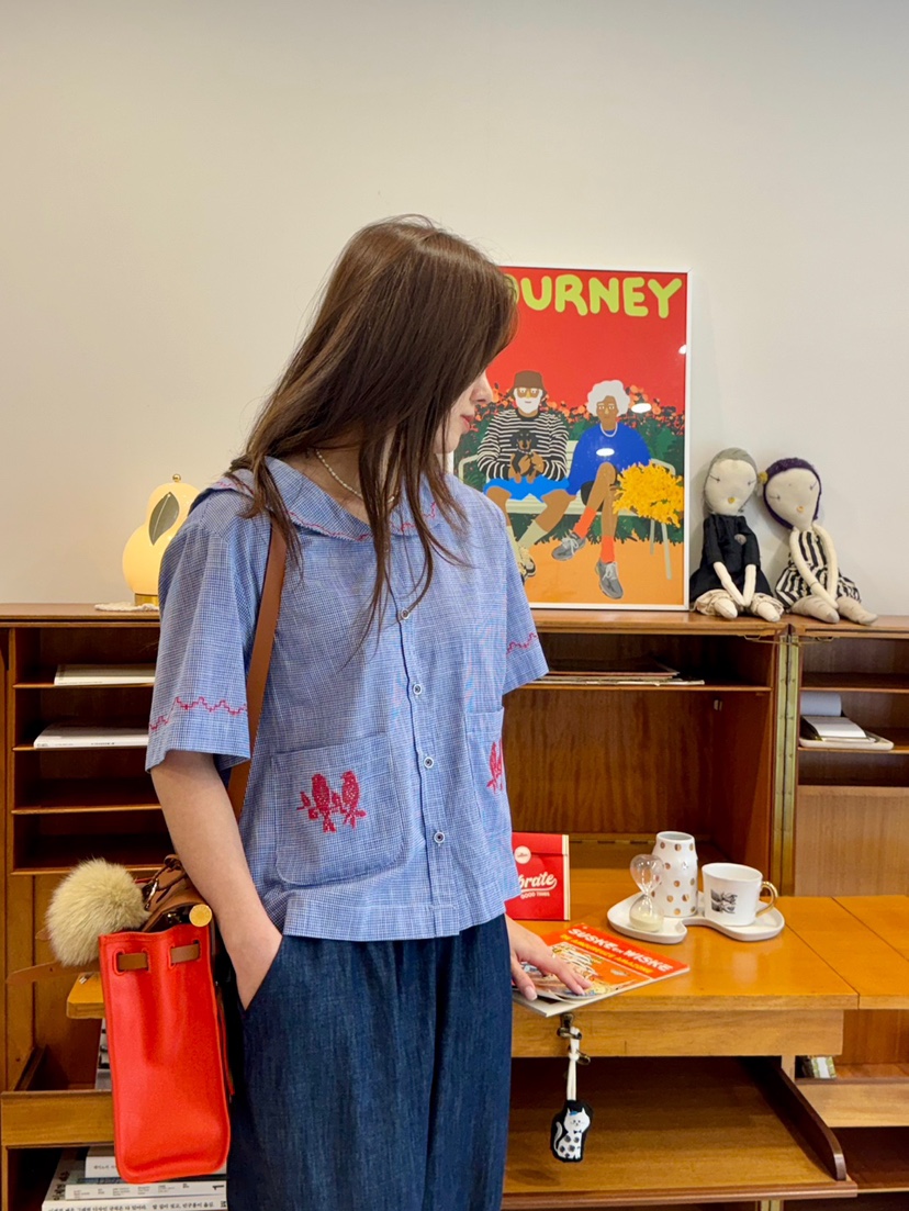 AT NOTE東大門代購女士新品推薦25春夏休閑襯衫蕾絲衫刺繡AT NOTE襯衫/蕾絲衫