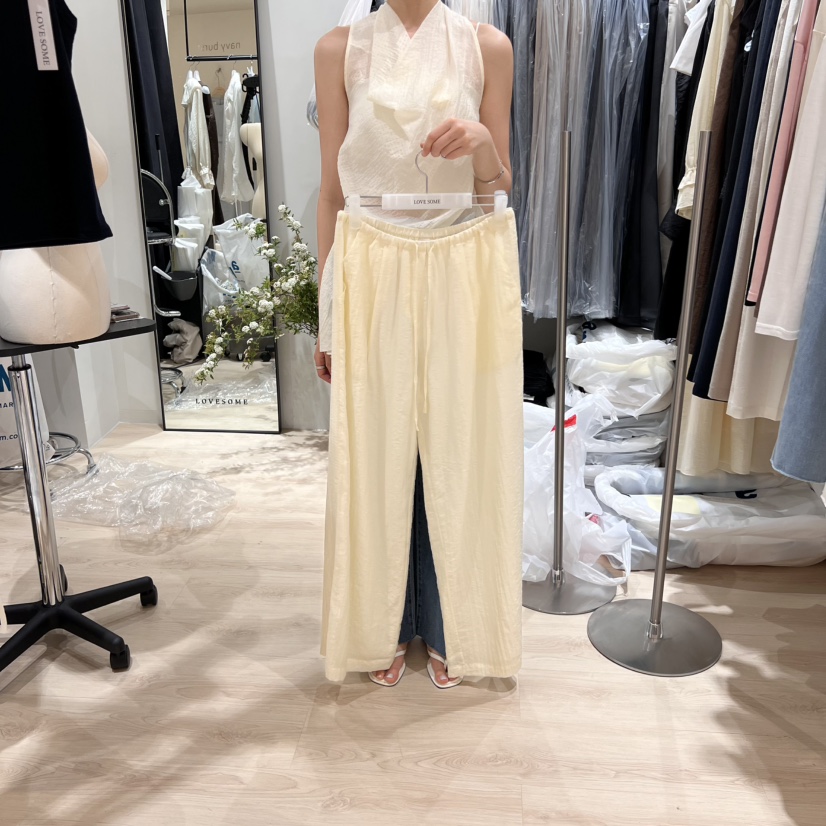 LOVE SOME韓國直郵女士新款真品人氣休閑時尚25春夏休閑褲綁帶LOVE SOME休閑褲圖色3
