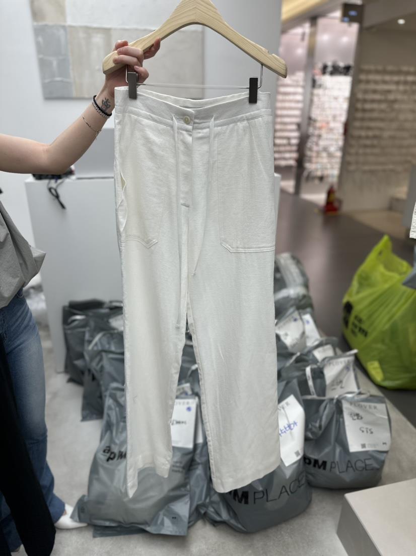 PLO_VER韓國直郵東大門實拍女裝新品休閑職業休閑褲喇叭形亞麻NODE 925休閑褲