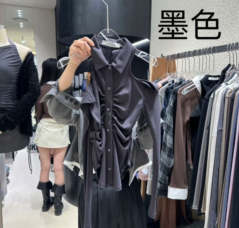 LESSEN直郵韓國代購女裝新品人氣真品職業24秋冬休閑長袖T恤LESSEN長袖T恤