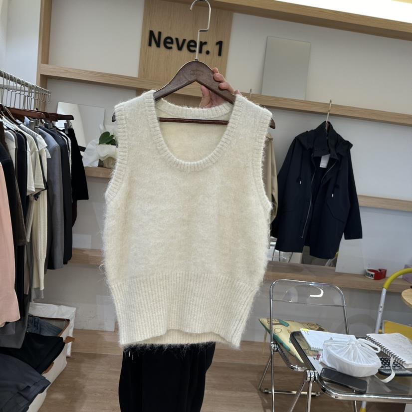 NEVER.1韓國直郵女裝新品人氣24秋冬吊帶背心羊駝毛圓領NEVER.1吊帶/背心