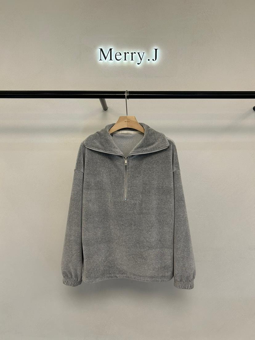 MERRY-J韓國直郵東大門實拍女裝新款熱賣真品24秋冬衛衣拉鏈MERRY-J衛衣