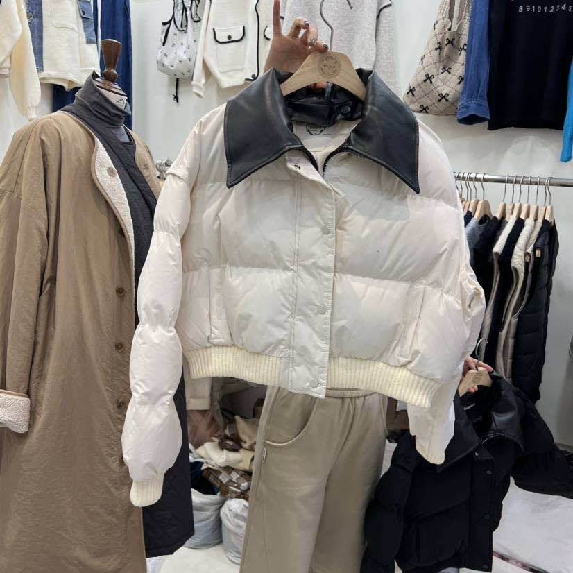 MID-LEVEL JUMP直郵韓國代購女裝新品熱賣推薦短款棉服皮革MID-LEVEL JUMP短款棉服