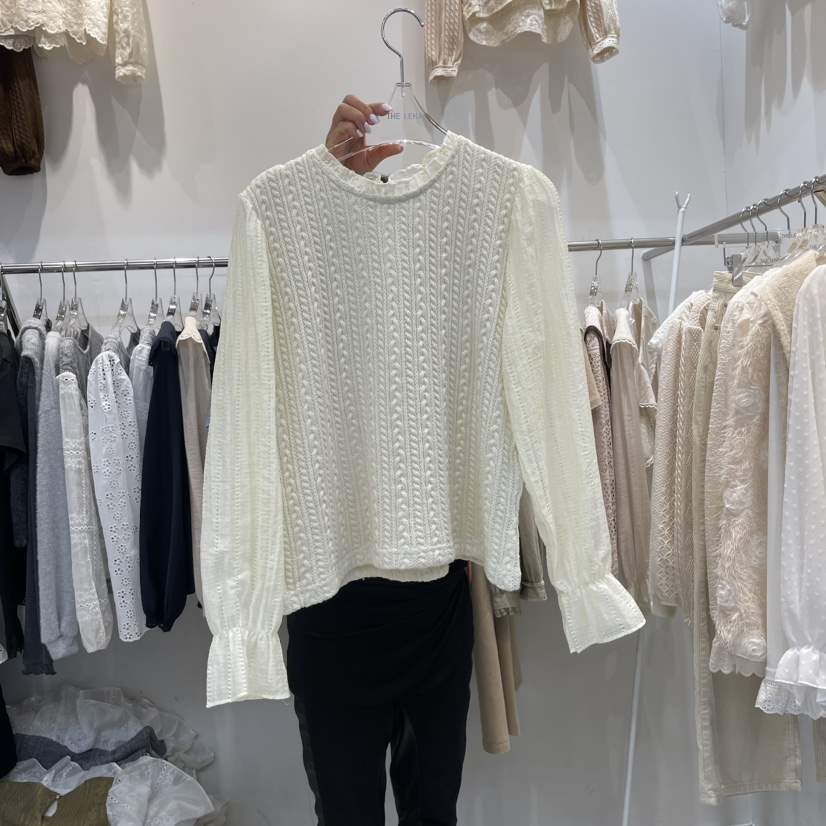 THE LENA韓國代購女裝新品時尚24秋夏人氣休閑襯衫蕾絲衫NWEOL襯衫/蕾絲衫