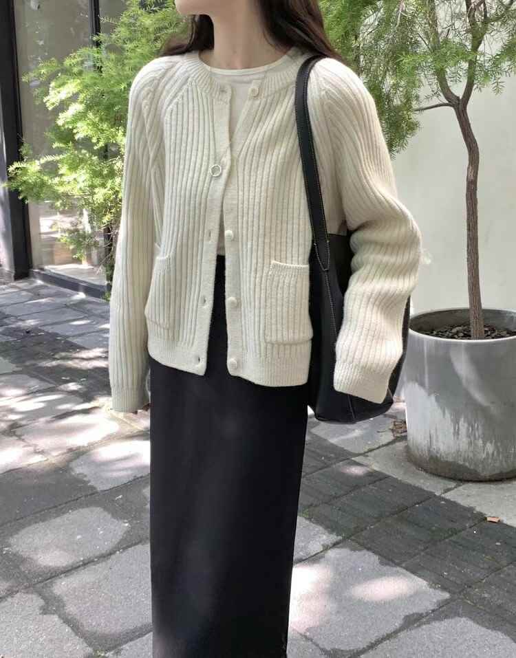 CLOSER韓國直郵女裝新款推薦人氣熱賣24秋夏針織衫口袋開衫羅紋CLOSER針織衫