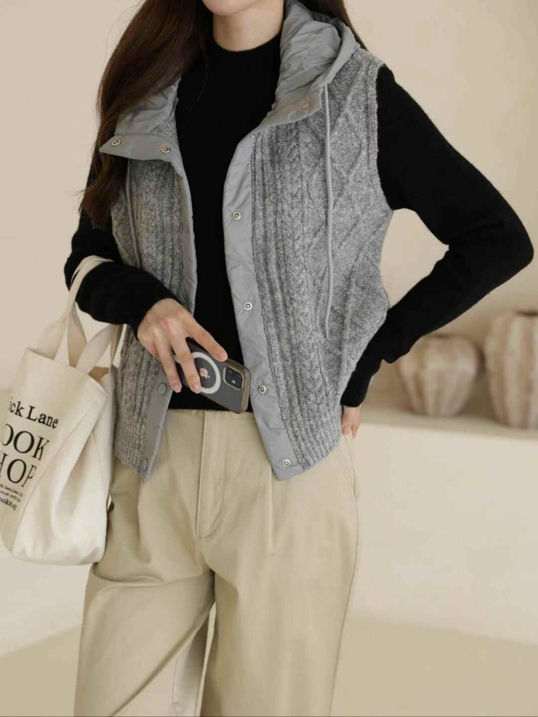 MU 뮤-T東大門實拍女裝新款真品休閑人氣25春夏推薦馬甲連帽MU 뮤-T馬甲