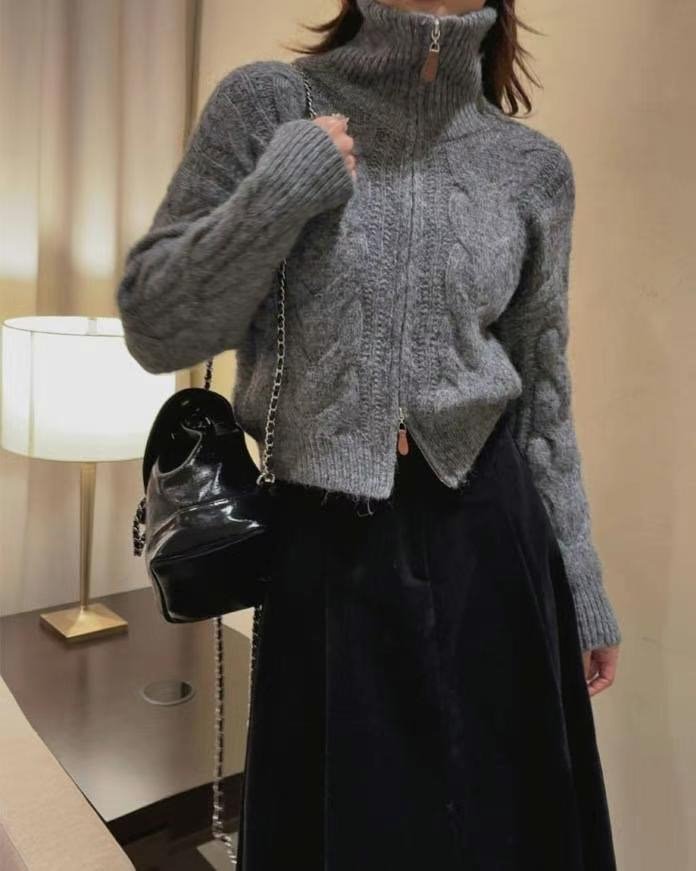 MU 뮤-T東大門實拍女裝新款時尚人氣熱賣推薦毛衣羊毛拉鏈MU 뮤-T毛衣