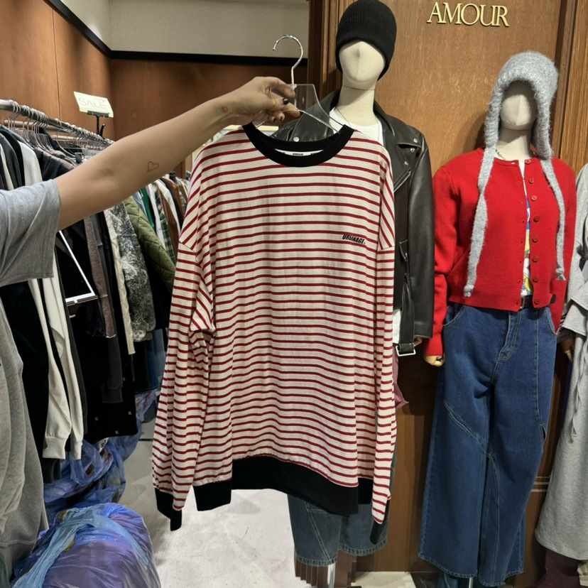 AMOUR韓國直郵東大門代購女裝新品25春季真品熱賣長袖T恤春款AMOUR長袖T恤