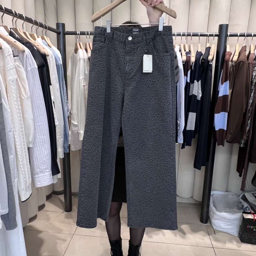 OUS/INCH-L直郵韓國代購女裝新品休閑推薦休閑褲春款豹紋OUS/INCH休閑褲