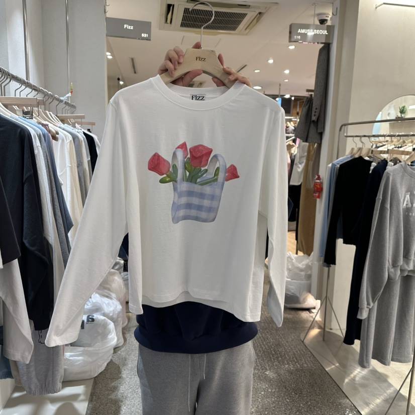 FIZZ東大門直郵女士新品真品休閑時尚推薦人氣職業25春夏長袖T恤FIZZ長袖T恤